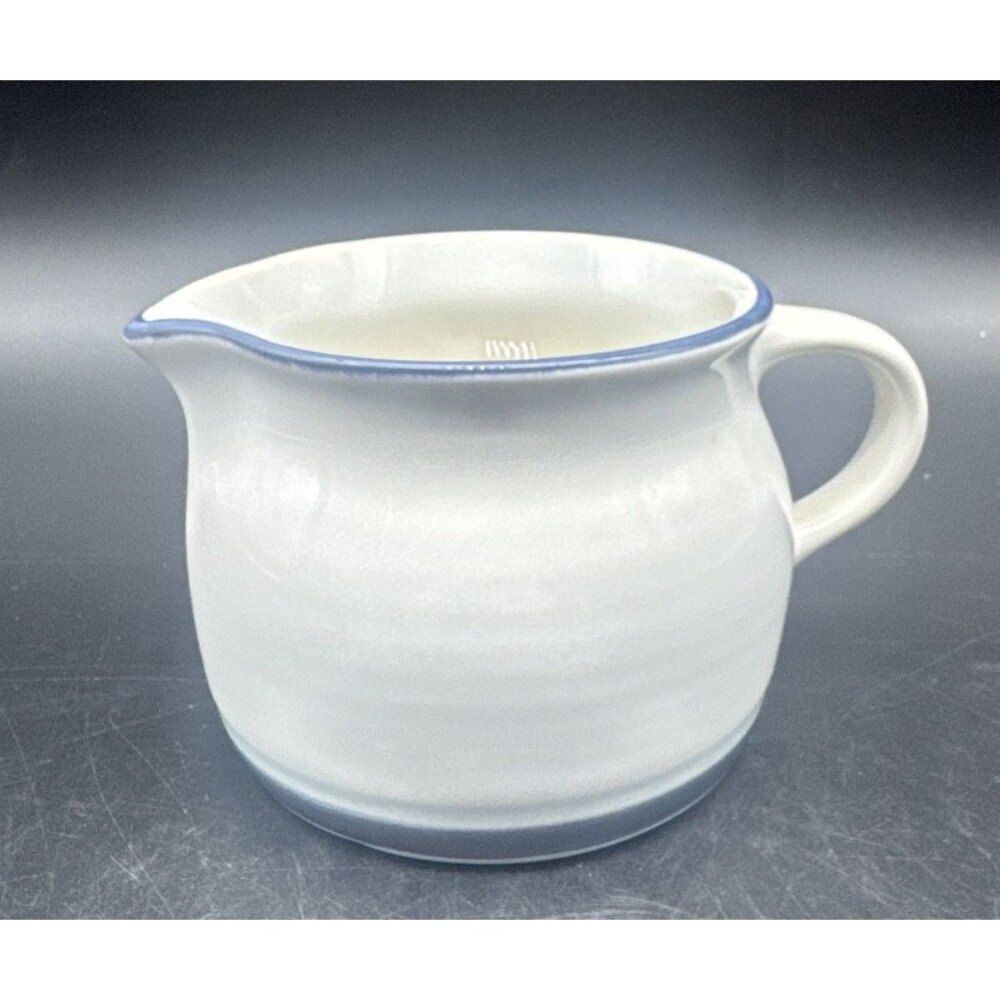 VTG‎ Pfaltzgraff AURA Ceramic Gravy Boat Pitcher Blue Bands Made in USA